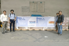 Arrival of supplies in India (Delhi airport)